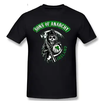 2021 Модерна графична тениска с изображение на Аниме Sons Of Anarchy Ирландия, Къс Ръкав, Ежедневна Мъжка тениска с кръгло деколте от 100% Памук, Топ