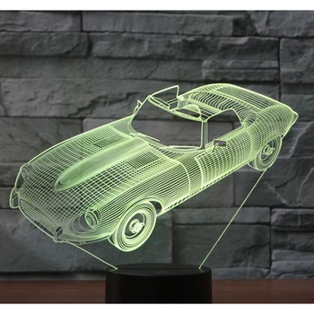 3D Led нощна светлина Удобен Спортен Автомобил с 7 Цветове на Светлината, за да украсят Дома Лампа Невероятна Визуализация на Оптична