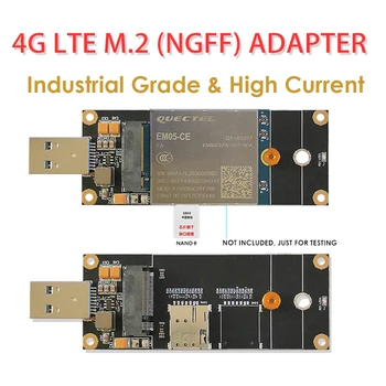 4G LTE промишлен M. 2 (NGFF) до USB3.0 адаптер с слот за SIM-карти NANO, който е съвместим с модул 4G LTE, като Quectel EM05 / EM06 и т.н.