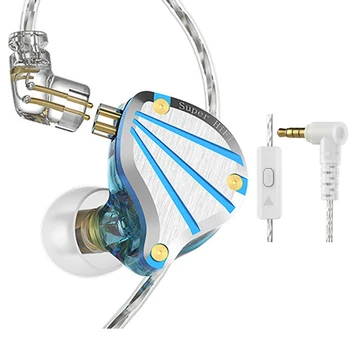 QKZ ТИТАН Blue Метални 3,5 мм Hi-Fi Динамични Жични Слушалки с МИКРОФОН Mega Bass ушите на Apple за Игри на Sony AKG Слушалки