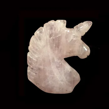Безплатна Доставка Високо Качество на 2,5 инча(а) а) Естествен Розов Кварц Ръчно изработени Crystal Еднорог Кон За Подарък Или Колекция от XY