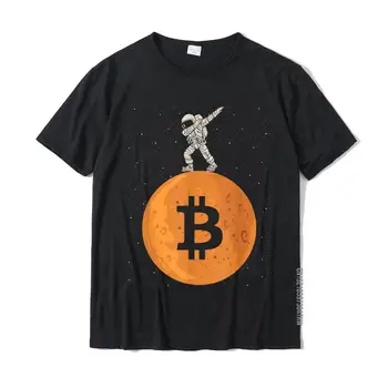 Биткойн На Луната Астронавт Забавна Тениска с Криптографией БТК, Удобни тениски, Топ Памучни мъжки блузи, Ризи семпъл Стил