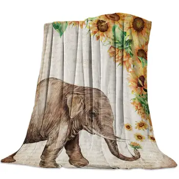 Винтажное Фланелевое одеяло със Слон, Лесно Уютно одеало за легло, Меки завивки, Подходящи за мека мебел, Подходящ за целия сезон