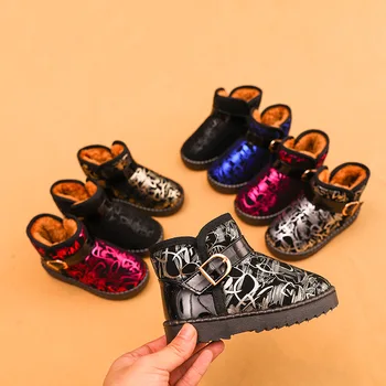 Детски Зимни обувки, Водоустойчив Памучен Обувки с Къси ръкави, Модни Мини Термоботинки, Обувки За малки Момичета, Детски обувки