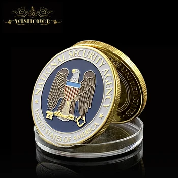 Добра Монета Покана на Агенцията за Национална сигурност на САЩ Възпоменателна Монета Необичайна Обичайната НСА 24-КАРАТОВО Позлатена Монета За Събиране
