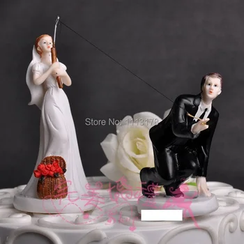 Забавни декорации за сватбената торта, Фигурки на булката и младоженеца, украса за торта, управлението на младоженеца