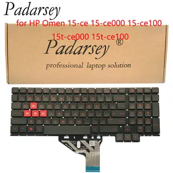 Замяна на клавиатурата Padarsey за лаптоп HP Omen 15-ce 15-ce000 15-ce100 15t-ce000 15t-ce100 без рамка с червена буквенной осветление