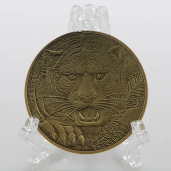 Мемориал Медал на Битката Дракон и Тигър Зелена Бронзова Възпоменателна Монета, Монета с Релефна Глава на Тигър Колекция Декорация на Дома