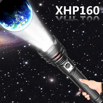 Най-ярък led фенерче 1000 000 lm XHP160 Мащабируем Type-C Usb plug-in hybrid фенер 18650 26650 Акумулаторен фенер