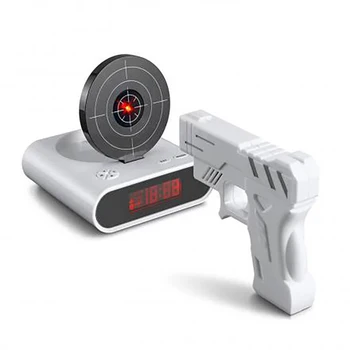 Нов 2021 Електроника Настолни Часовници Цифров Пистолет Alarm Clock Притурка Цел Лазерна Стрелба За Детски Будилник Десктоп Пробуждане