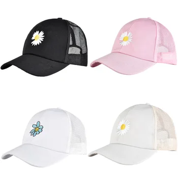 нова памучен бейзболна шапка с шарени хризантеми, мъжки и дамски шапка с бродерия на рози, градинска регулируема спортна шапка