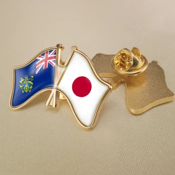 Островите Питкерн и Япония Кръстосани Двойни Знамена Приятелство Игли за ревери Брошки Икони
