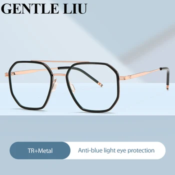 Очила с анти-синя светлина, Мъжки компютърни очила 2022, модни полигональные рамки за очила, може да се комбинира с лещи с рецепта