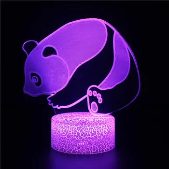 Панда Мечка 3d Илюзия Лампа Led нощна светлина Цветен USB Настолна Лампа Начало Декор лека нощ Подаръци за Момчета Момичета Деца