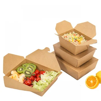 Подгонянная LOKYO кафява кутия за опаковане на храна кутии за храна плод, салата книга контейнера за хартия крафт хартиена устранимая кутия за опаковане на храна