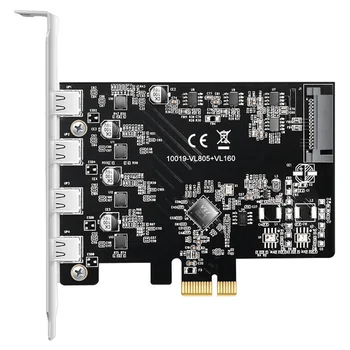 Порт за външен адаптер PCI Express Card 7 Портове USB 3.1 PCI-E Express Card с 15-пинов съединител на захранване SATA Адаптор