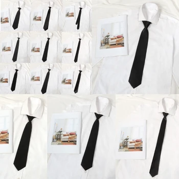 Предварително Навързани Вратовръзка, Тесни Черни Униформи Вратовръзки За Мъжете-Дълъг Направо Вратовръзка JK