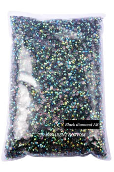 Прозрачен Черен diamondAB 2 ~ 6 мм Flatback Смола Не коригиране на Кристали в Насипно състояние Опаковки Пластмасови Декорации за Нокти за Дрехи
