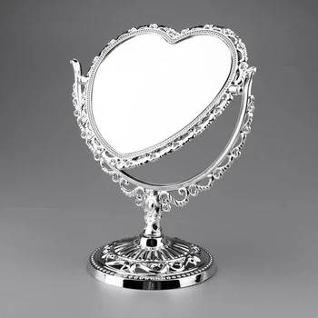 Ретро-Отделно Стояща Огледало за Аристократок и Принцеси с форма на сърце, Компактни Огледала за Грим