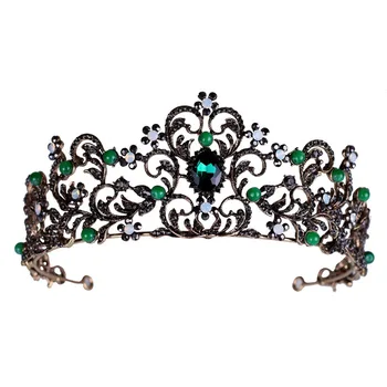Сватбена Короната на Цветето на Булката Украса За Коса, Зелени Crystal Тиара Princess Crown Сватбени Аксесоари За Коса, Шипове Ръчно изработени Продажба на HQ-68