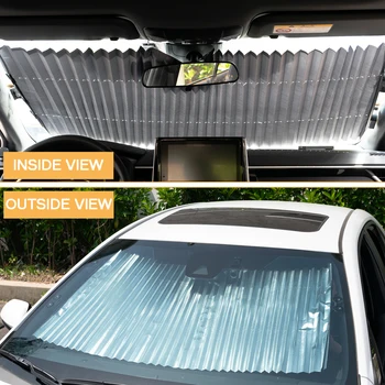 Сенника на предното стъкло на превозното средство Разтегателен Авто сенника на предното стъкло - Защита на вътрешността на колата от топлина и слънчева светлина Универсален