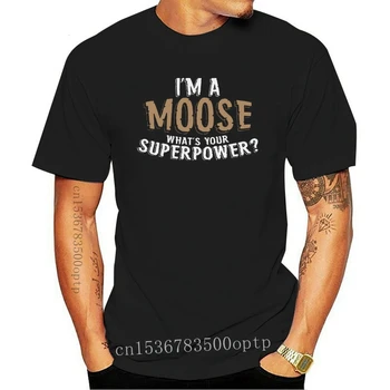 Тениска I ' M A Moose Коя имаш суперсили, Тениска Hitam Dewasa, Тениска Kartun, Тениска Pria Fashion, Катун, Мерек, Ленган, Пендек
