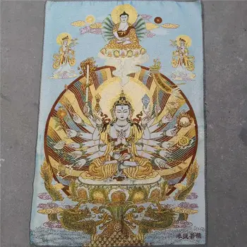 Тибет, Непал Тханка портрет брокат живопис коприна религия Тханка бродерия фигурка Цяньшоу Гуаньинь