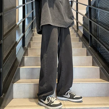 Широки Дънки Мъжка Мода Ретро Harajuku Ежедневни Мъжки прави Дънки Градинска Облекло Корейски Свободни Дънкови Панталони, Мъжки Панталони M-3XL