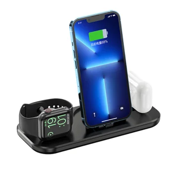 3 в 1 Безжични Поставка За Зарядно Устройство За iPhone 11 12 13Pro Max Apple Watch AirPods Притежателя на Телефона Qi Бързо зарядно устройство, Зарядно устройство