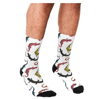 Мъжки забавни чорапи Salamanders, Средни Чорапи-тръба, harajuku, Мъжки Щастливи чорапи в стил хип-хоп, Новост, сладки чорапи за момчета, Ежедневни Луди Чорапи за мъже
