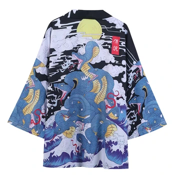 Японското кимоно в китайски стил, красиво кимоно Укие-ъ с ръкави седем четвърти, кимоно на лигавицата, мъжко женско кимоно за двойки, ежедневни наметало, палто, риза